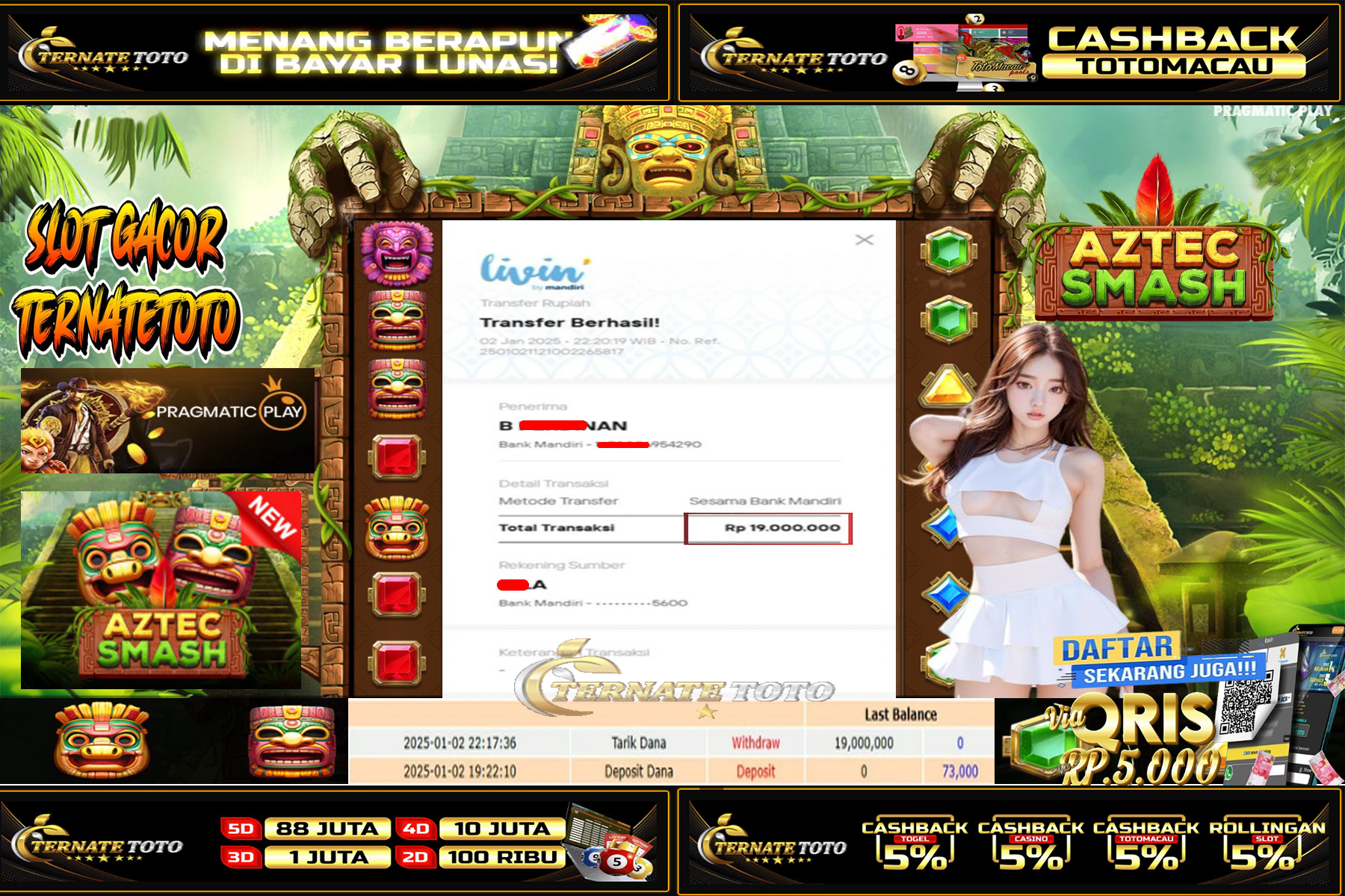 TERNATETOTO - JACKPOT SLOT AZTEC SMASH Rp. 19,000,000,-